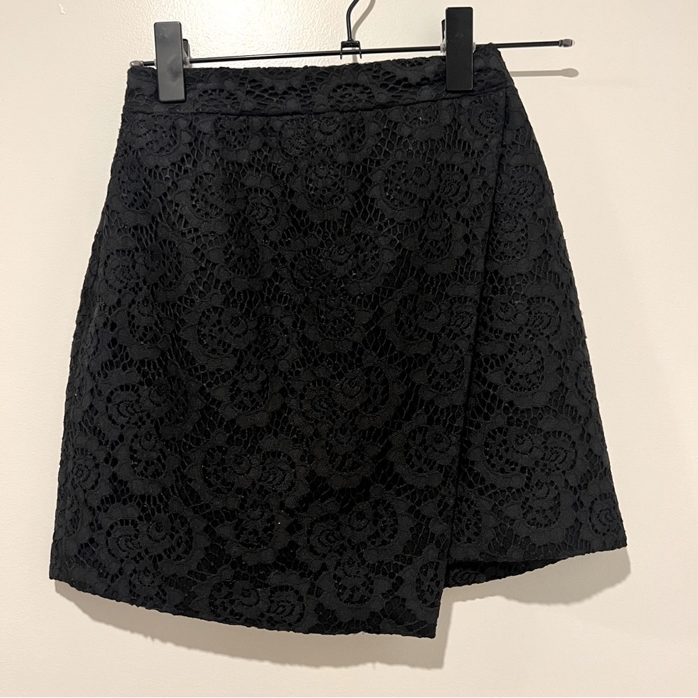 Madewell Navy Blue Lace Overlay Wrap Mini Skirt